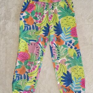 Boden Pink and Green Tropical Print Pants